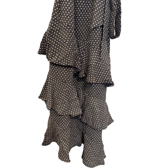 Bar III Tiered Polka Dot Sleeveless Dress Womens Size 12 Gray White Tiered Ruffl - Picture 4 of 6